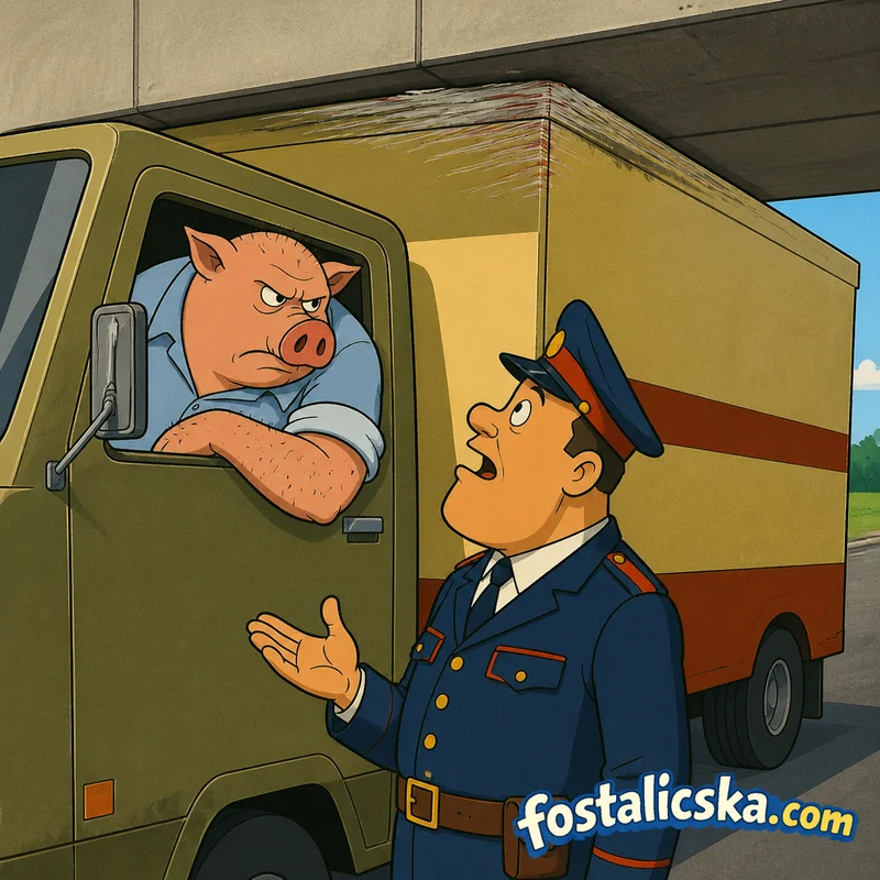 Illusztráció: Az agresszív kismalac kamionja