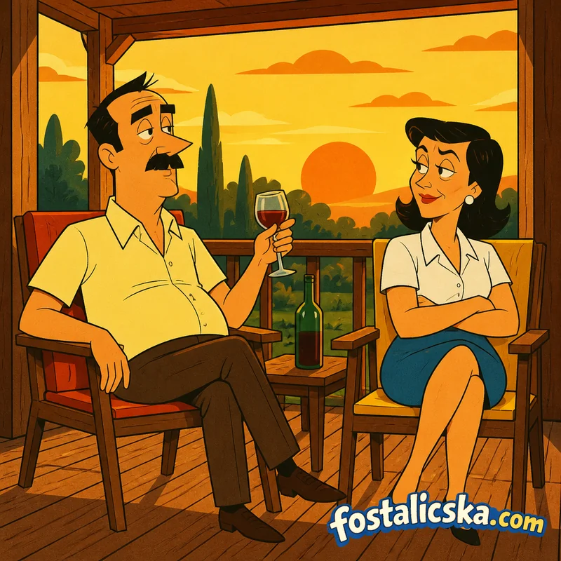 Illusztráció: Férj és feleség a verandán