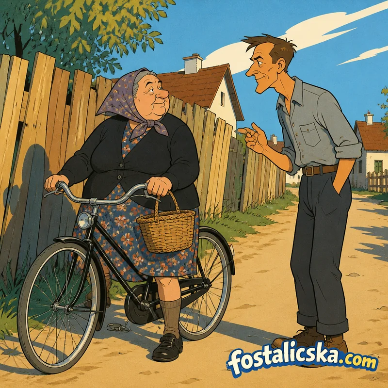 Illusztráció: Az anyós a biciklivel