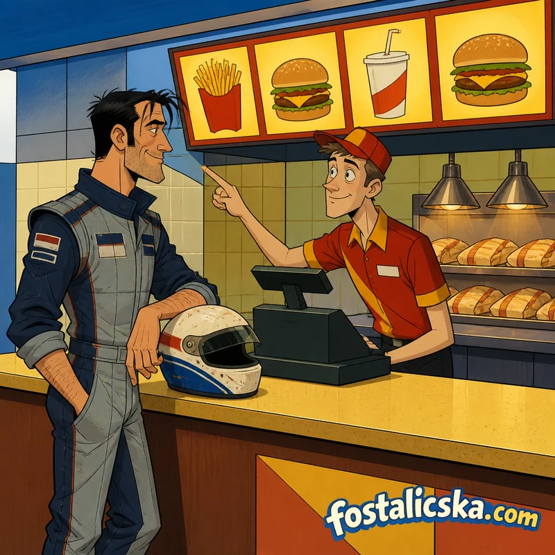 Illusztráció: A Forma-1 versenyző a McDonald'sban