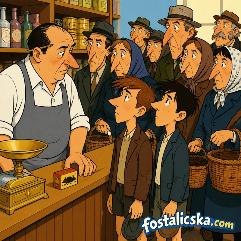 Illusztráció: Két fiú a boltban