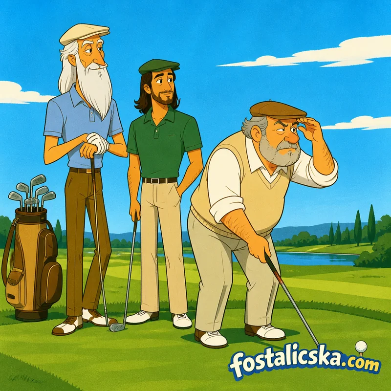 Illusztráció: Mózes és Jézus a golfpályán